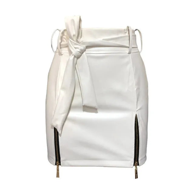 Women's Mini Skirt High-Waisted with Zip Slit | Tie-Waist
