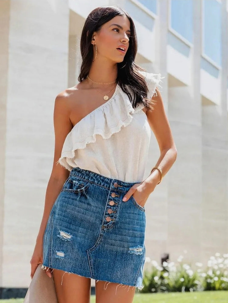 Women's Mini Skirt with Button Fly | Summer