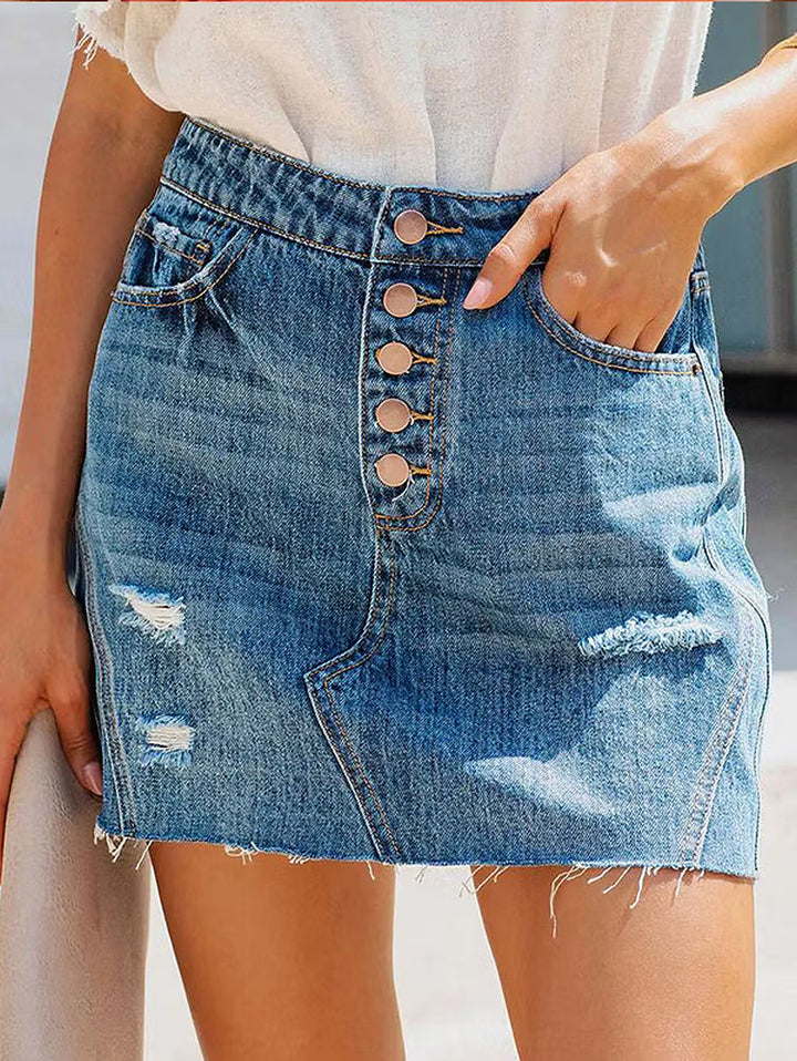 Women's Mini Skirt with Button Fly | Summer