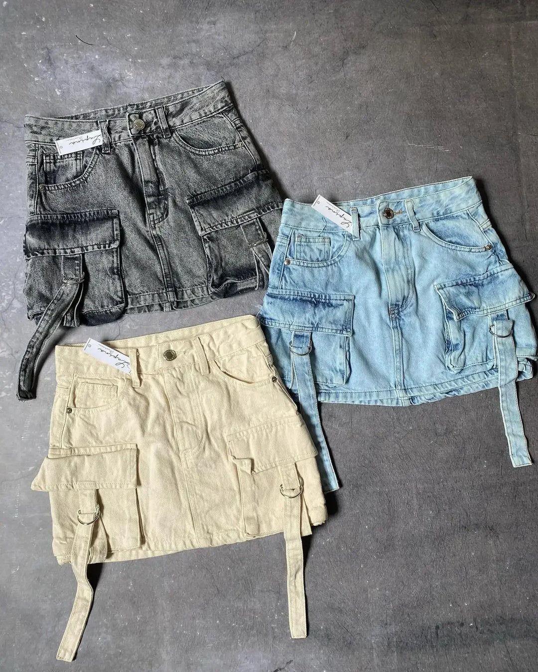 Women's Mini Skirt with Cargo Pockets | Buckle Strap