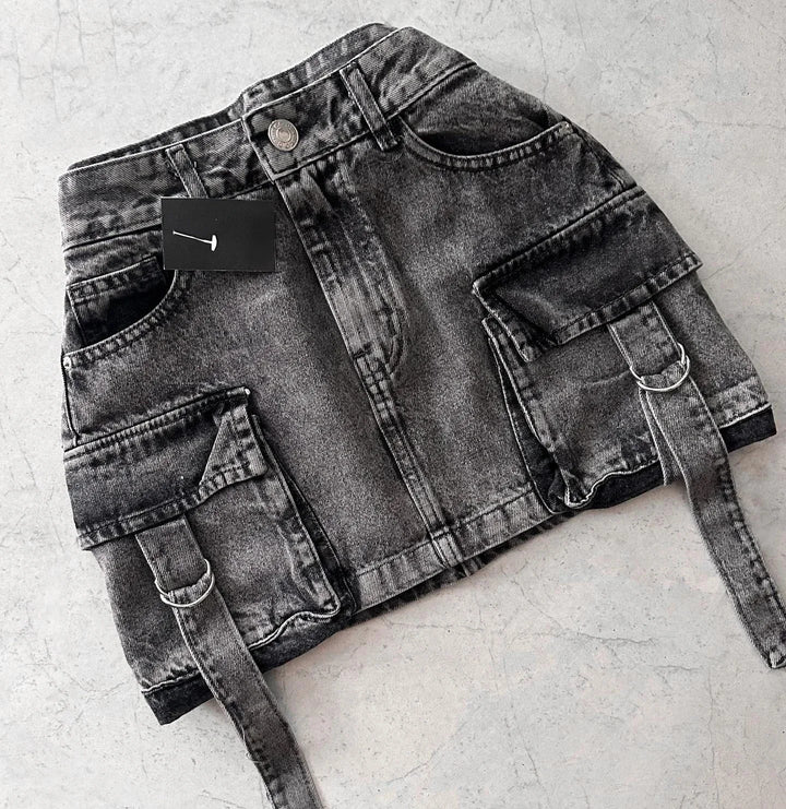 Women's Mini Skirt with Cargo Pockets | Buckle Strap