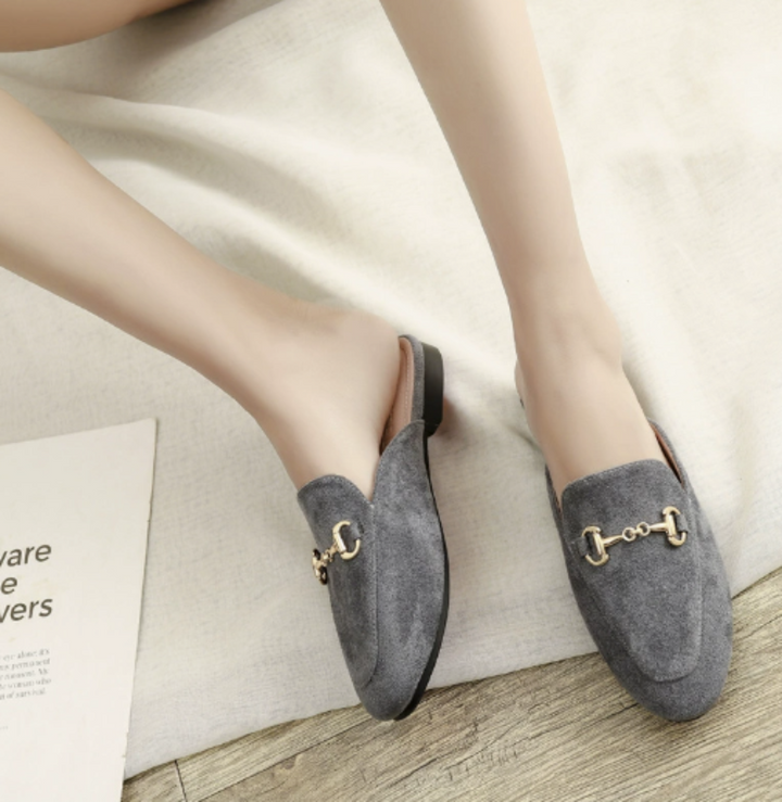 Women's Mules with Chain Buckle & Pointed Toe | Slip-On