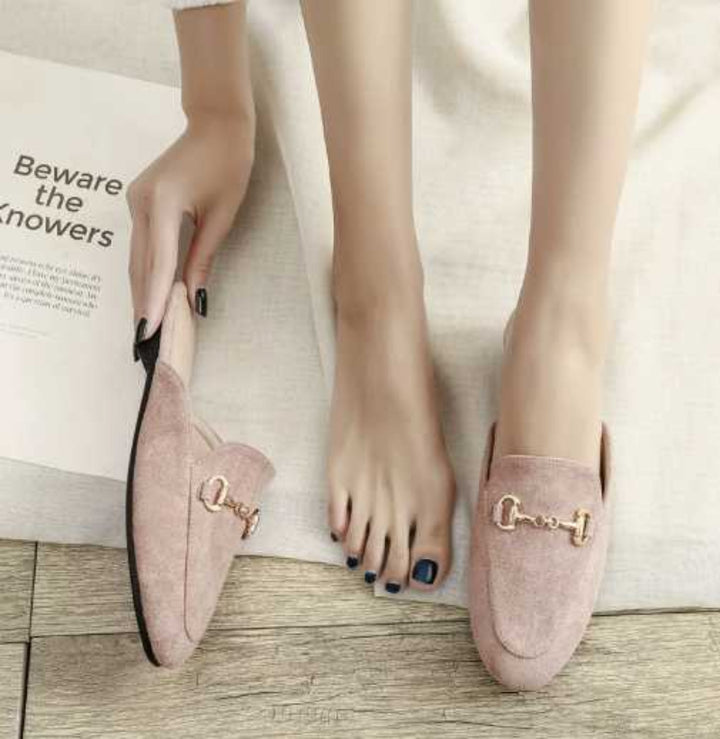 Women's Mules with Chain Buckle & Pointed Toe | Slip-On