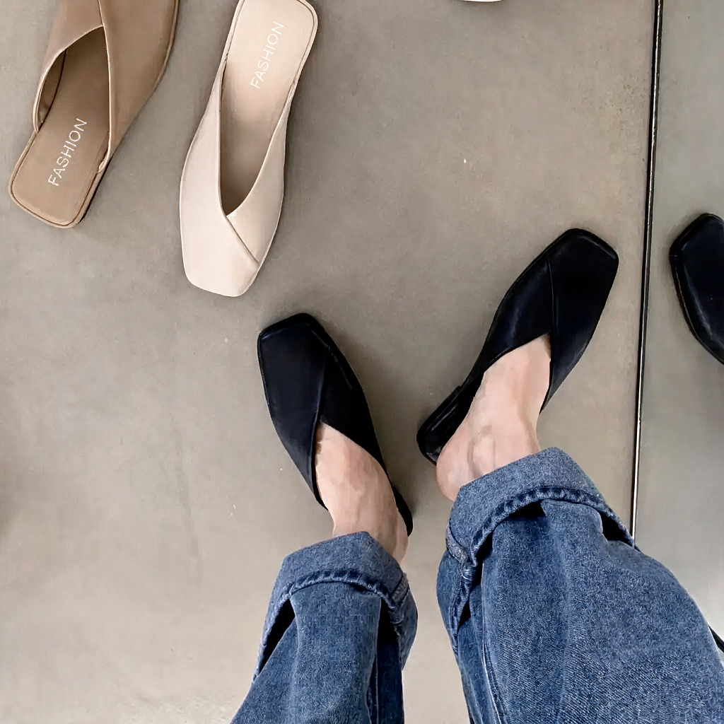 Women's Mules with Square Toe | Slip-On
