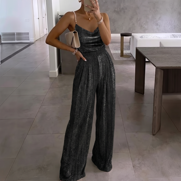 Women’s News Years Outfit Jumpsuit with Cowl Neck | Wide Leg
