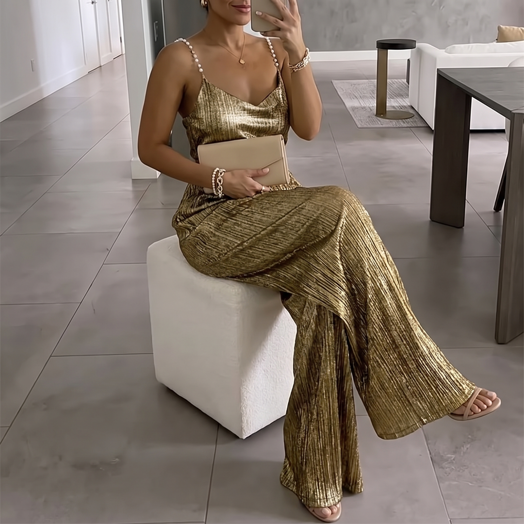 Women’s News Years Outfit Jumpsuit with Cowl Neck | Wide Leg