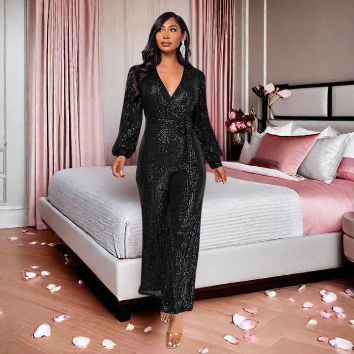 Women’s News Years Outfit Jumpsuit with Tie Waist | Wide Leg