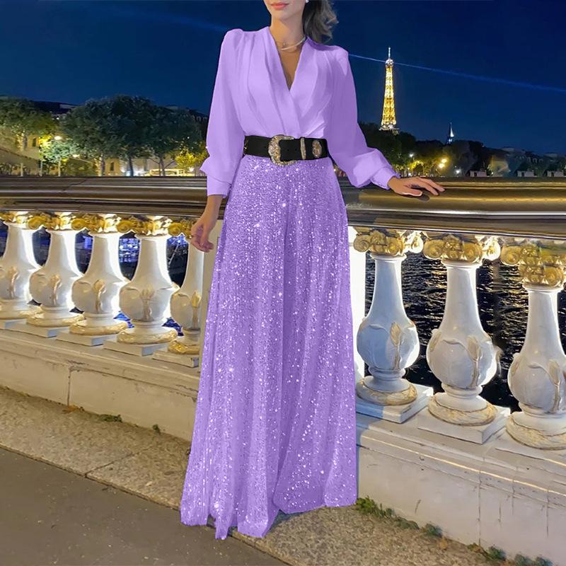 Women’s News Years Outfit Set with Sequin Pants | Long Sleeve