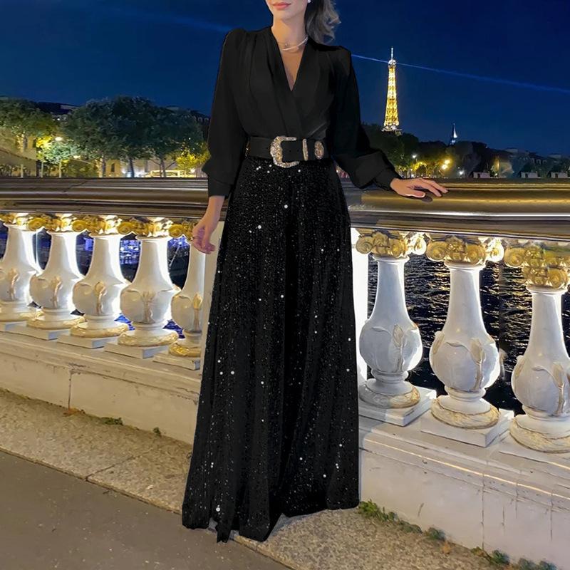 Women’s News Years Outfit Set with Sequin Pants | Long Sleeve