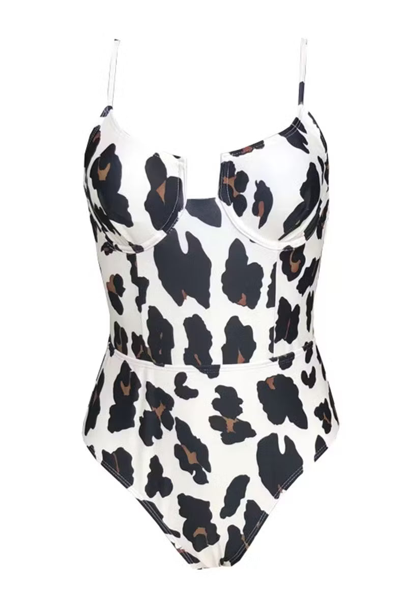 Women's One Piece Swimsuit with Underwire | Cow Print