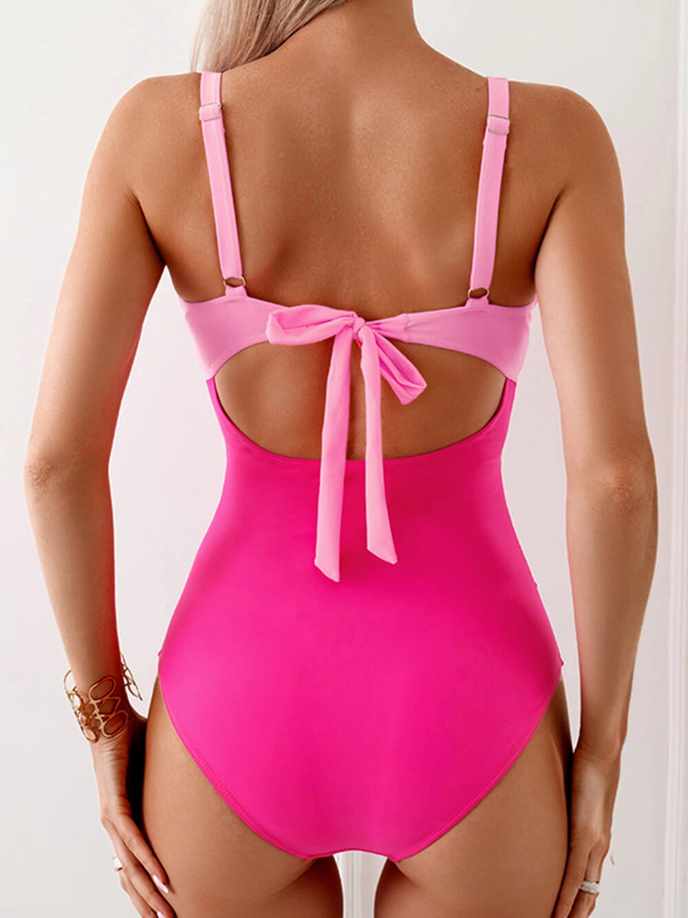 Women's One Piece Swimwear Colour Block | Tie Back Detail