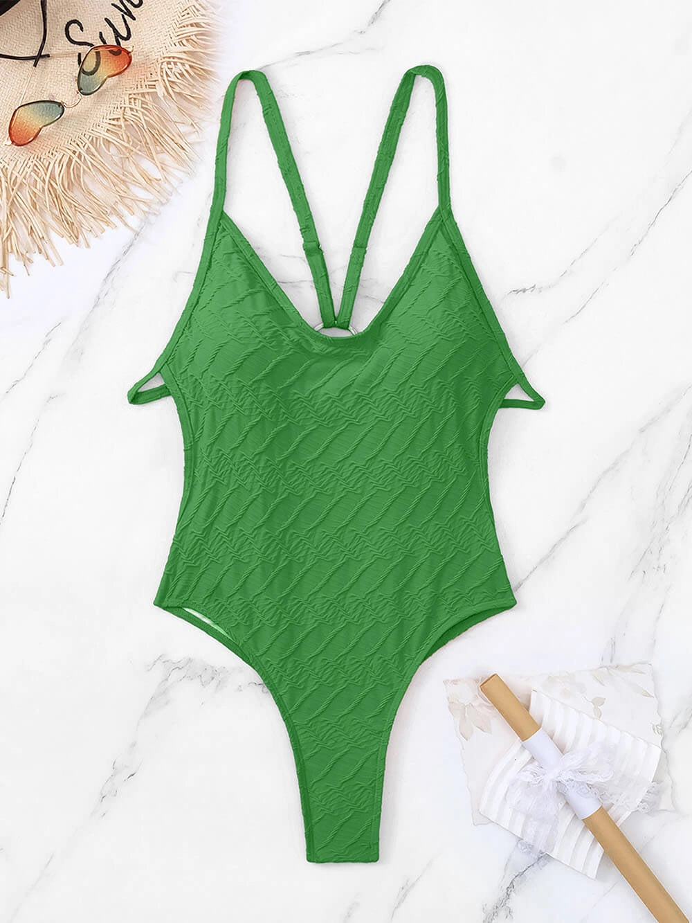 Women's One Piece Swimwear with Cross Strap Back | Summer
