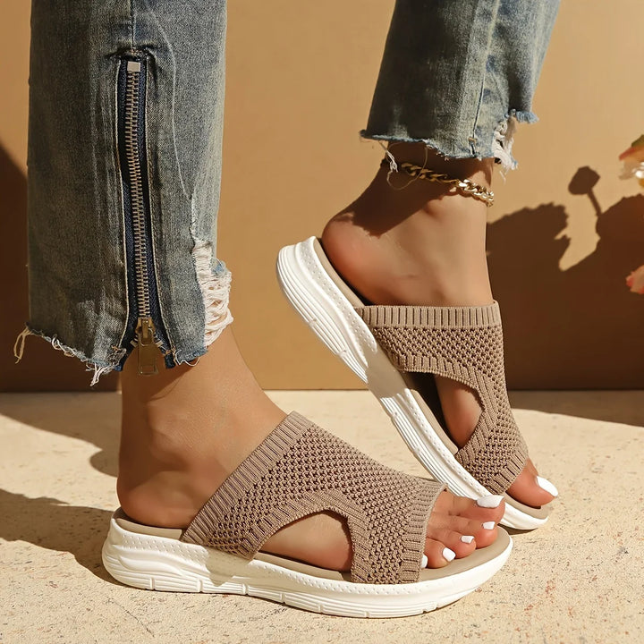 Women's Open Toe Sandals with Platform | Slip-On
