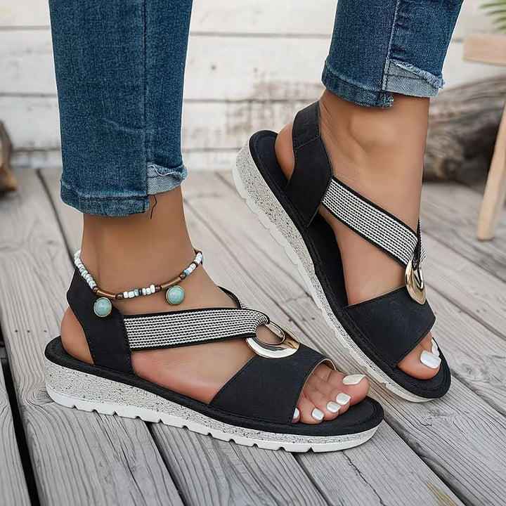 Women's Open Toe Sandals with Ring Buckle | Platform
