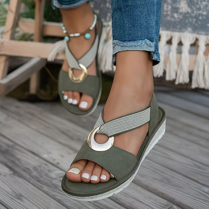 Women's Open Toe Sandals with Ring Buckle | Platform