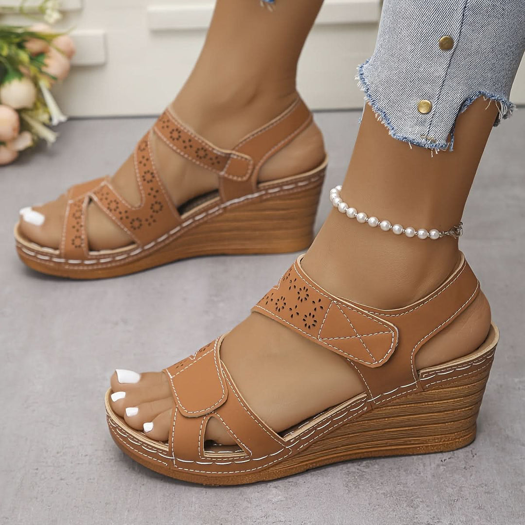 Women's Open Toe Wedges with Ankle Strap | Cutout