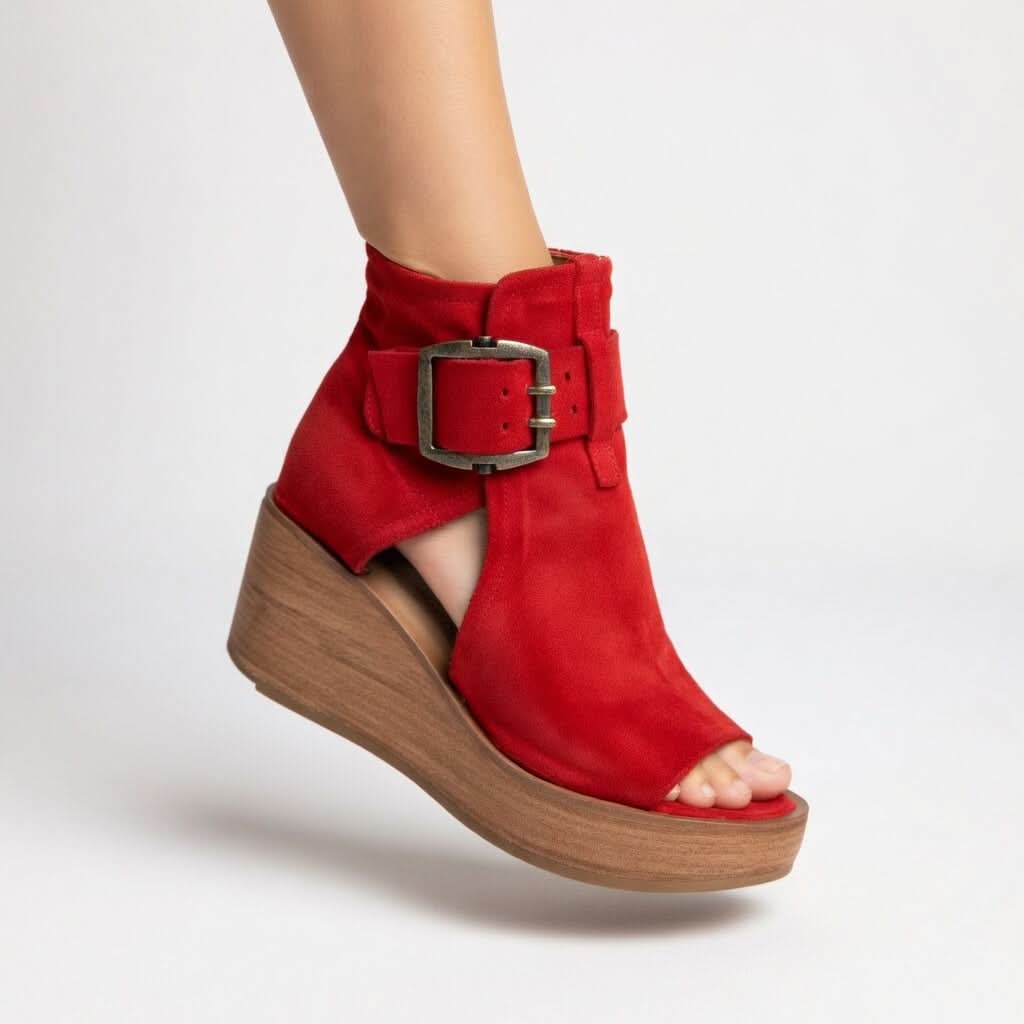 Women's Open Toe Wedges with Buckle Strap | Ankle Boot