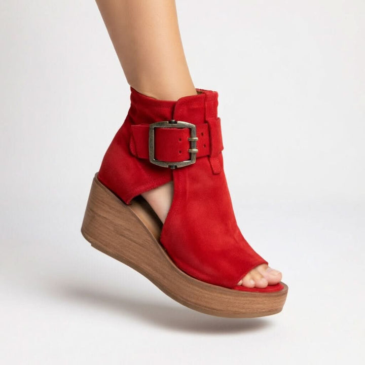 Women's Open Toe Wedges with Buckle Strap | Ankle Boot