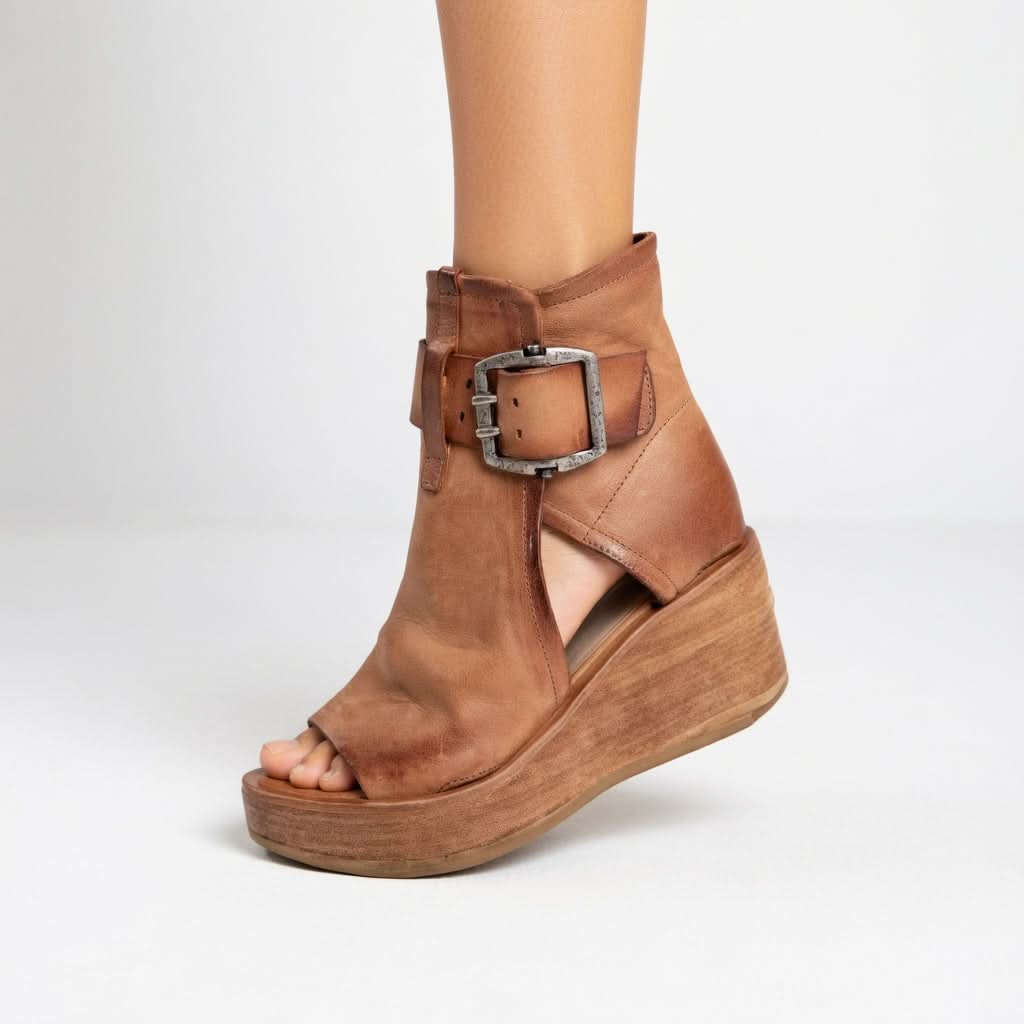 Women's Open Toe Wedges with Buckle Strap | Ankle Boot