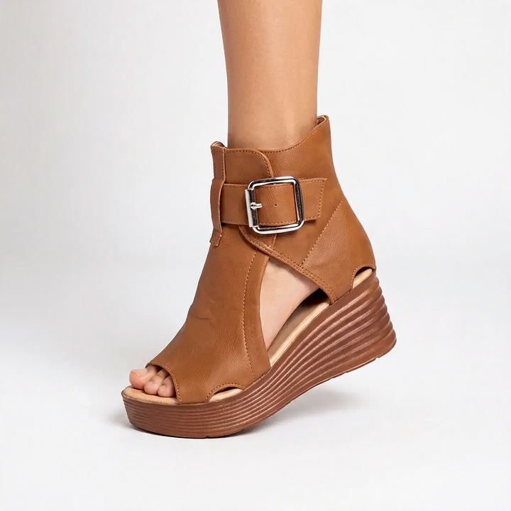 Women's Open Toe Wedges with Buckle Strap | Ankle Boot