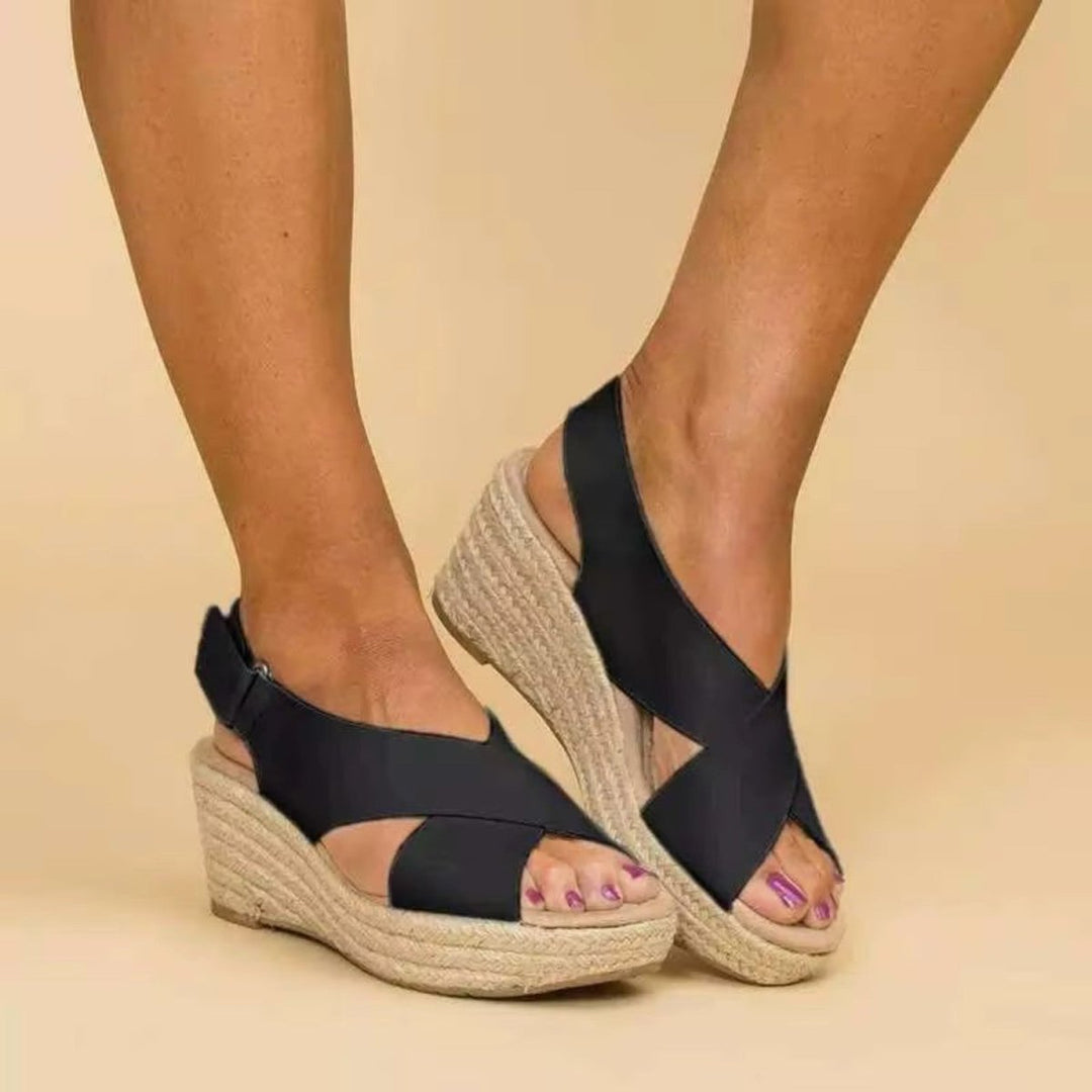 Women's Open Toe Wedges with Criss-Cross | Espadrille