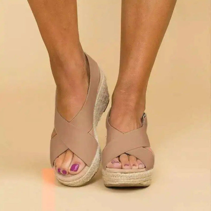 Women's Open Toe Wedges with Criss-Cross | Espadrille