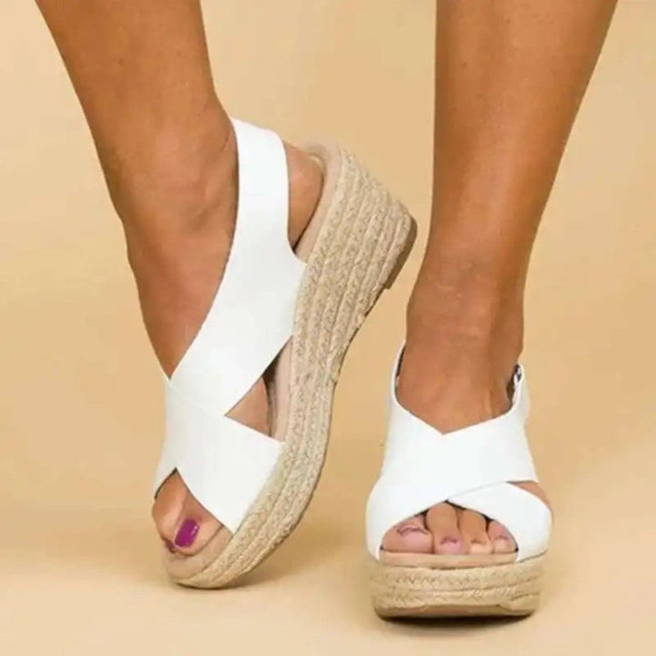 Women's Open Toe Wedges with Criss-Cross | Espadrille