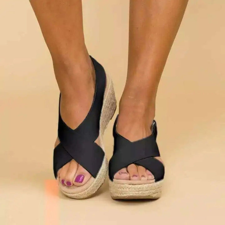 Women's Open Toe Wedges with Criss-Cross | Espadrille