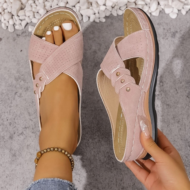 Women's Open Toe Wedges with Criss-Cross | Slip-On