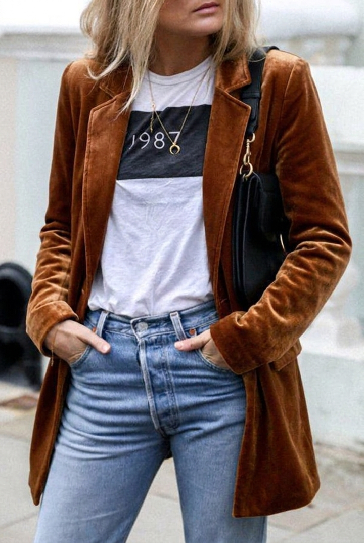 Women's Oversized Blazer with Flap Detail | Casual