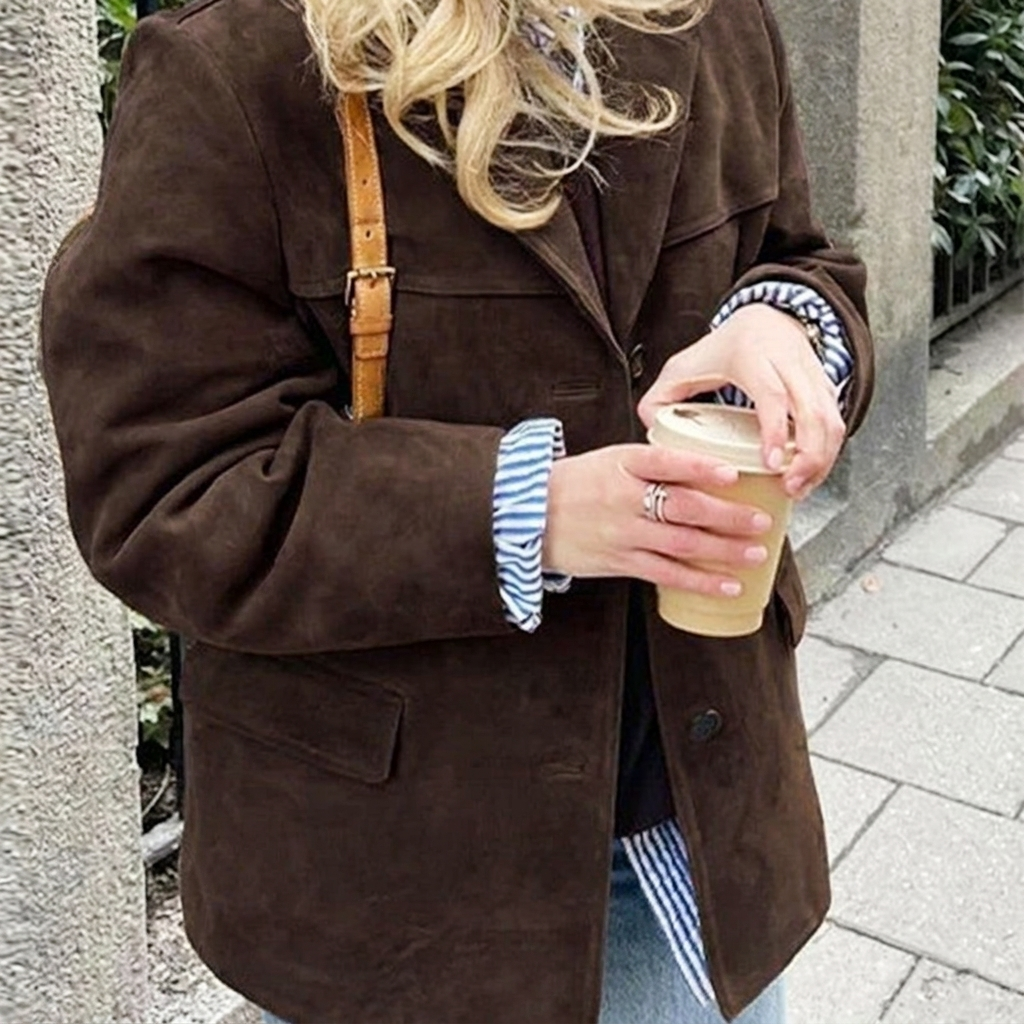 Women's Oversized Blazer with Notched Lapel | Button Front