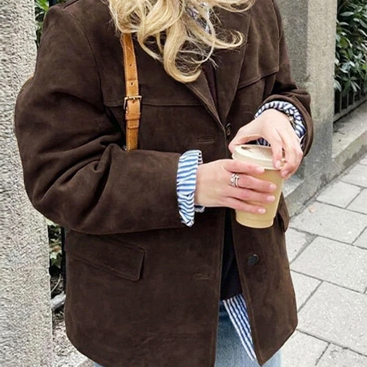 Women's Oversized Blazer with Notched Lapel | Button Front