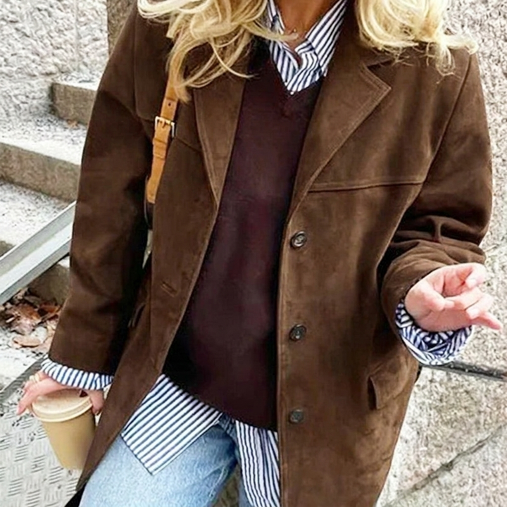 Women's Oversized Blazer with Notched Lapel | Button Front