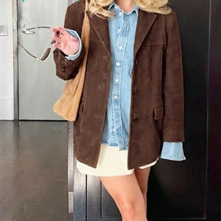 Women's Oversized Blazer with Notched Lapel | Button Front