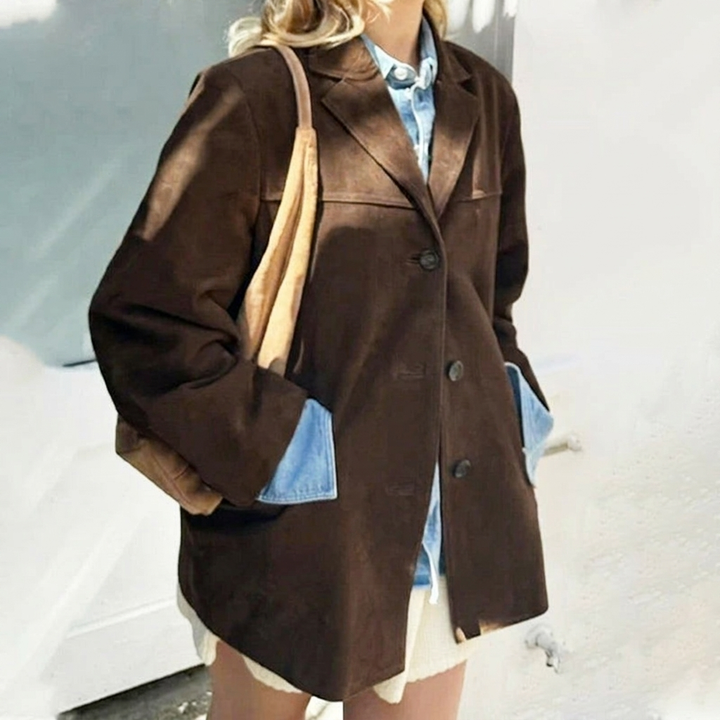 Women's Oversized Blazer with Notched Lapel | Button Front