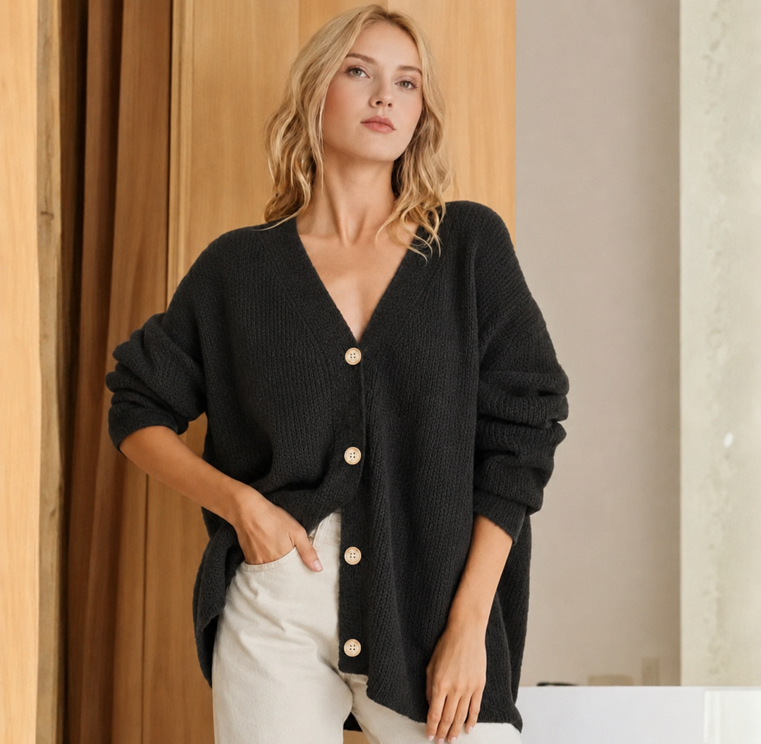 Women's Oversized Cardigan Ribbed Knit with Button Front | Longline