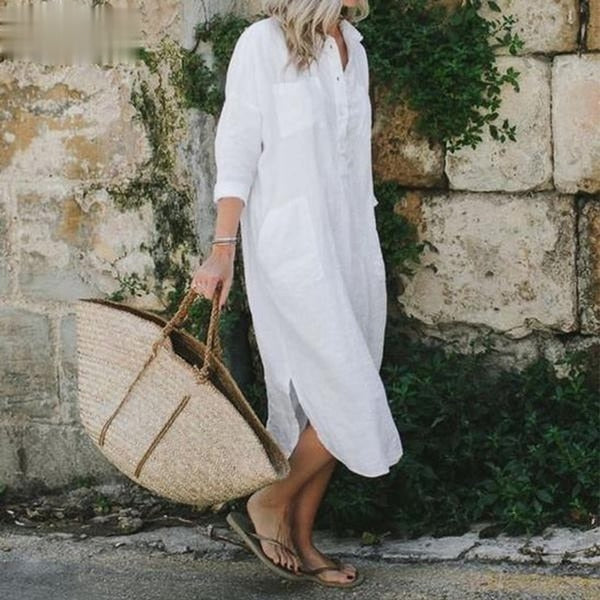 Women's Oversized Shirt Dress with Pocket | Maxi