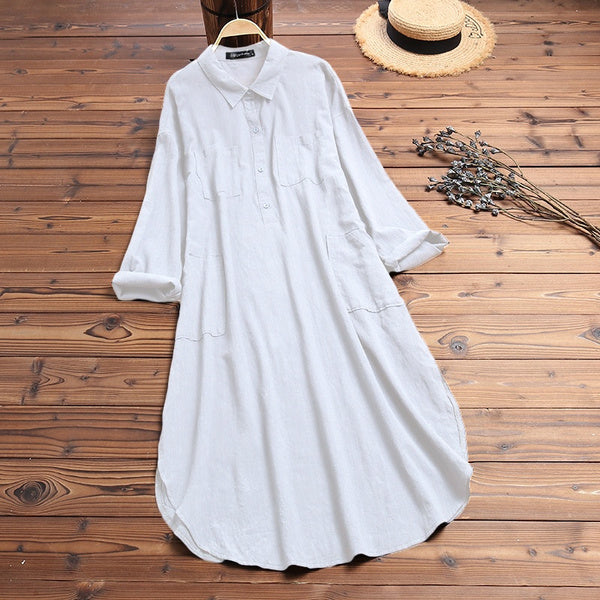 Women's Oversized Shirt Dress with Pocket | Maxi