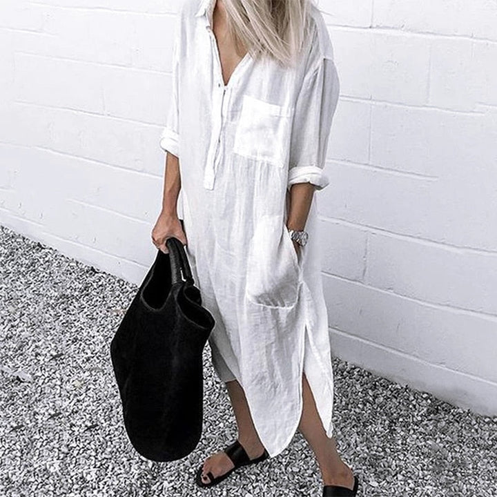 Women's Oversized Shirt Dress with Pocket | Maxi