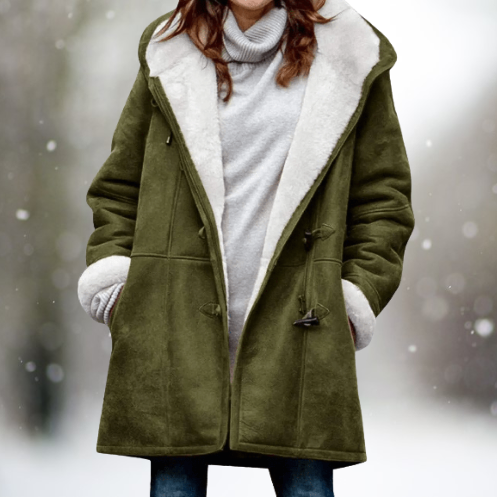 Women's Oversized Snow Jacket with Hood | Toggle Buttons