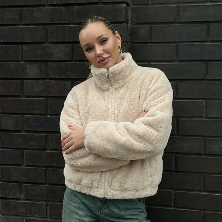Women's Oversized Winter Jacket with High Collar | Zip