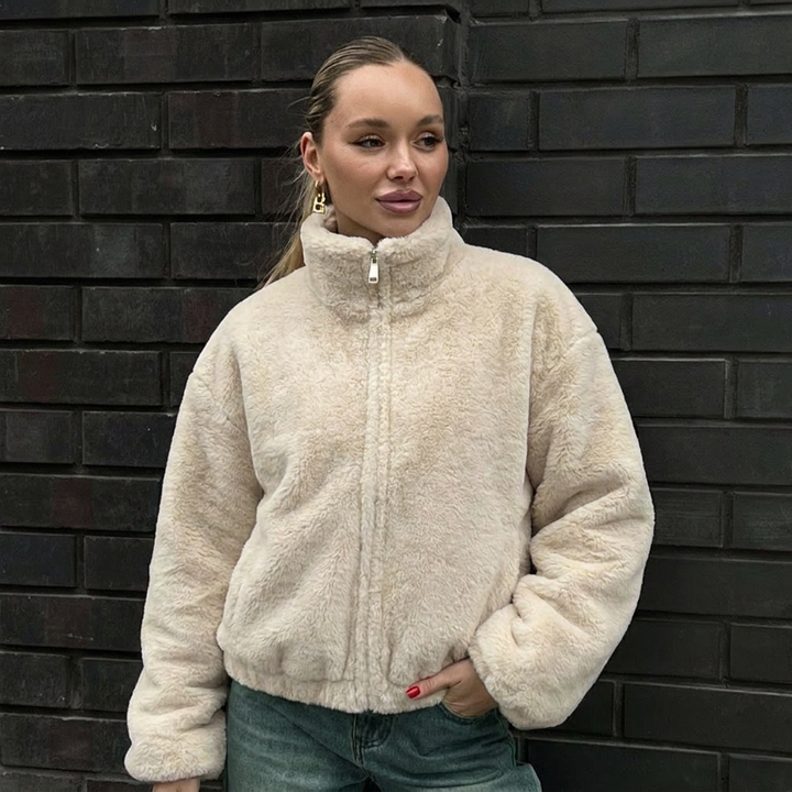Women's Oversized Winter Jacket with High Collar | Zip