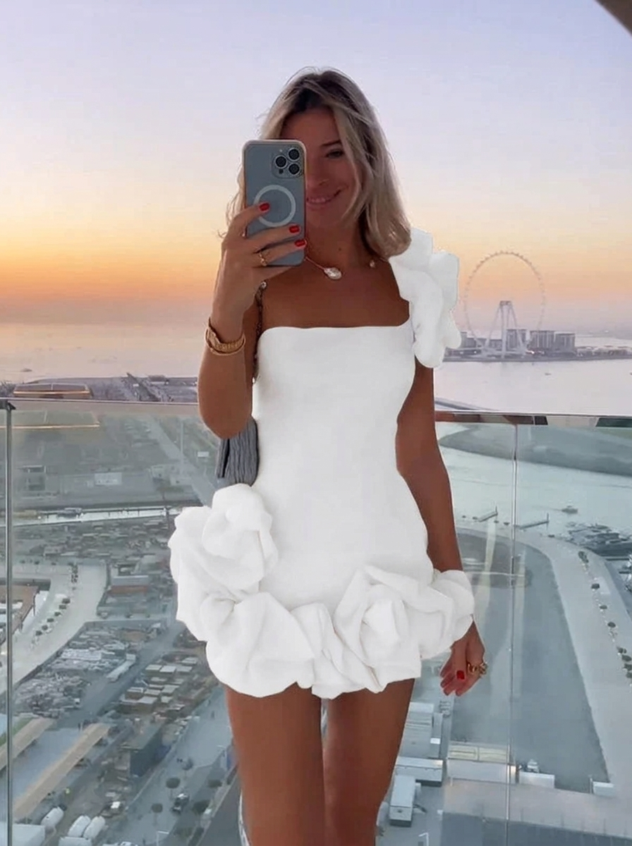 Women's Party Dress One Shoulder | Rosette Mini