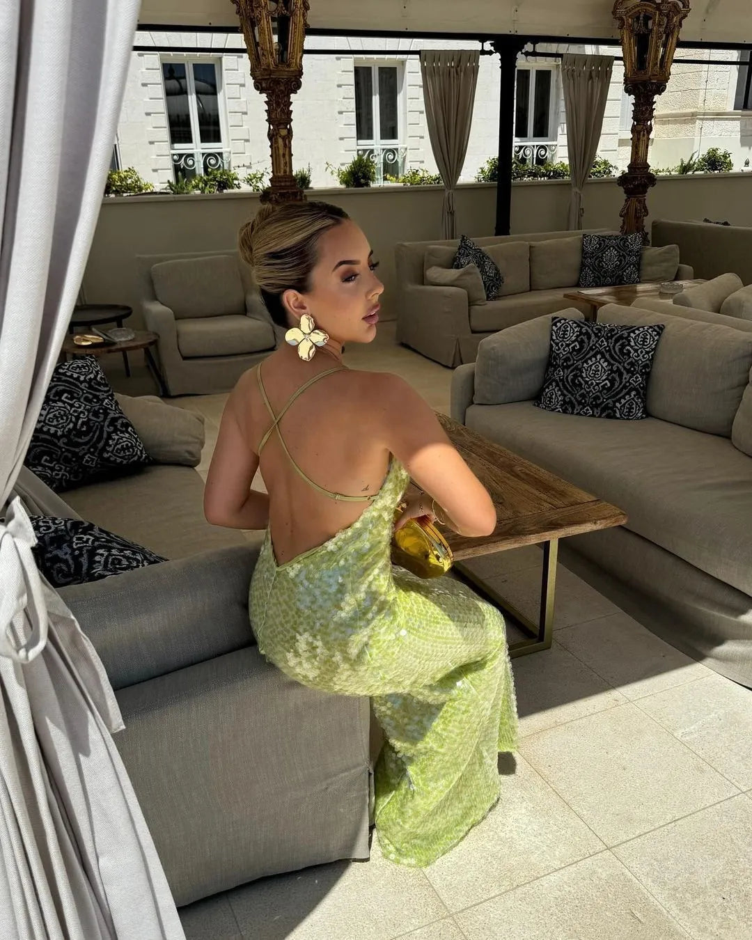 Women's Party Dress Sequin Open Back | Maxi