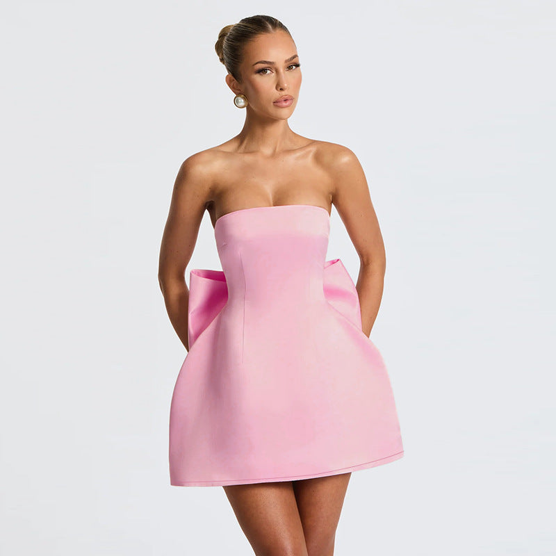 Women's Pink Dress with Bow | Mini