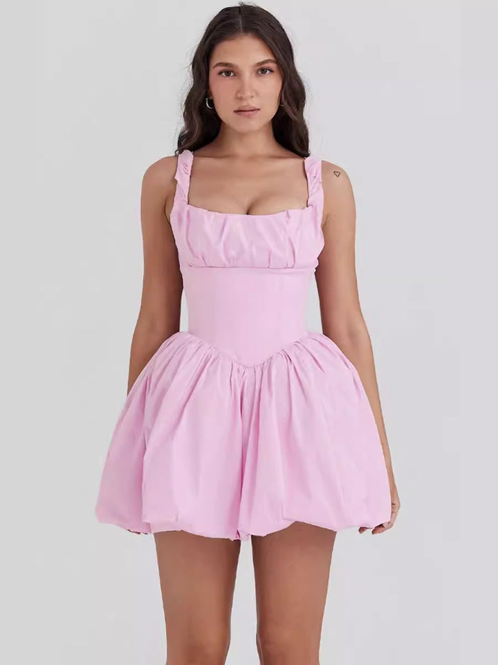 Women's Pink Dress with Corset Bodice & Bubble Skirt | Mini