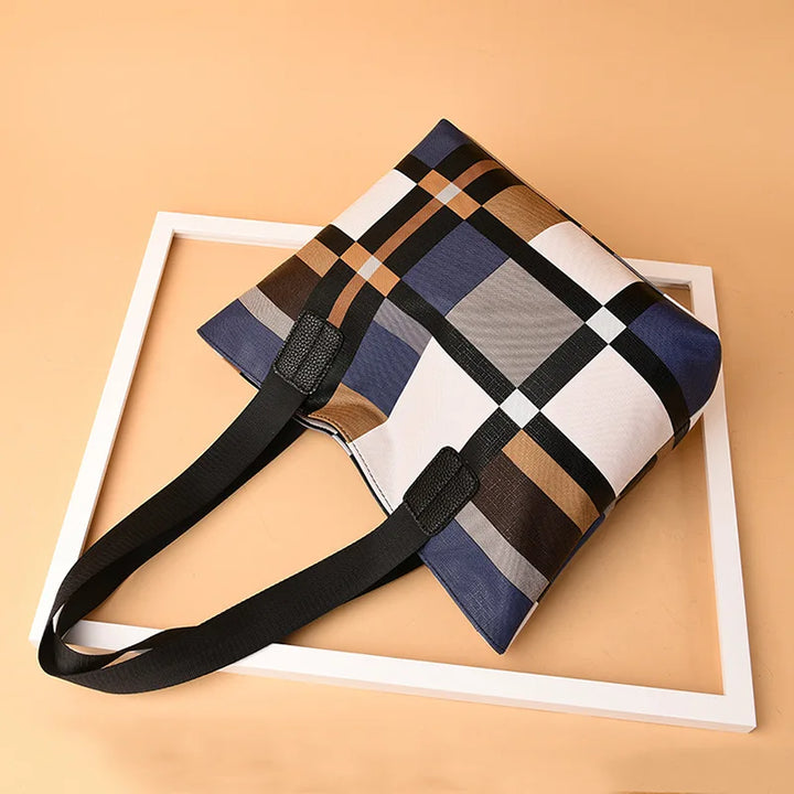 Women's Plaid Tote Bag with Wide Straps | Work
