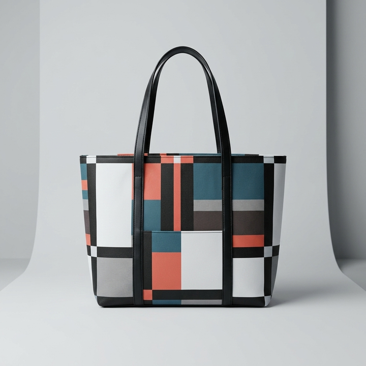 Women's Plaid Tote Bag with Wide Straps | Work