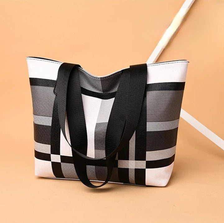 Women's Plaid Tote Bag with Wide Straps | Work