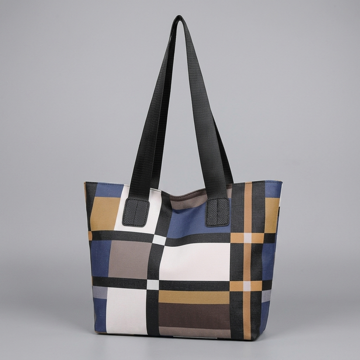 Women's Plaid Tote Bag with Wide Straps | Work